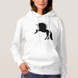 Pull À Capuche Fier noir Unicorne Silhouette Imaginaire animal, Z