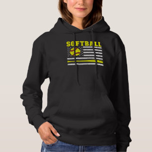 Pull À Capuche Fier Sports américains Usa Drapeau Softball Joueur