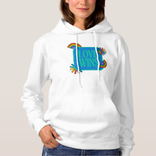 Pull À Capuche Fierté - l'amour gagne. Gay arc-en-ciel