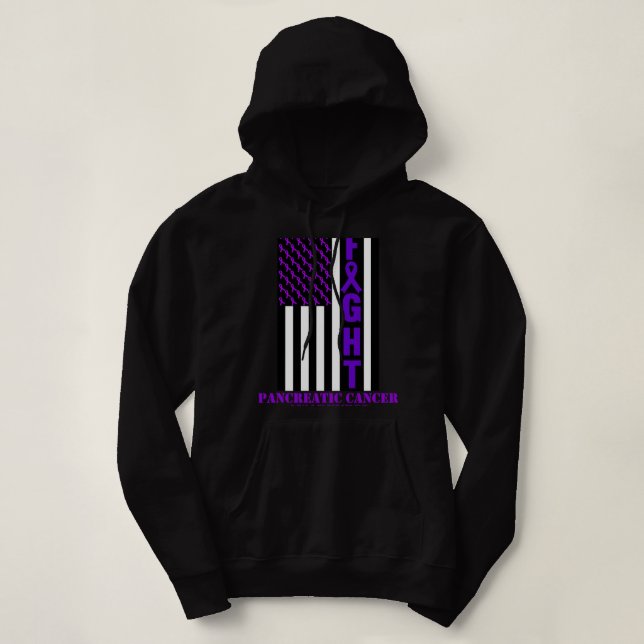 Pull À Capuche Flag USA - Mois de sensibilisation au cancer du pa (Design devant)
