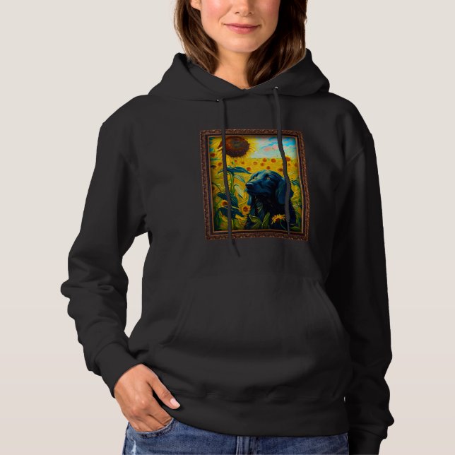 Pull À Capuche Flat Coated Retriever Painting Sunflower Flower Mo (Devant)