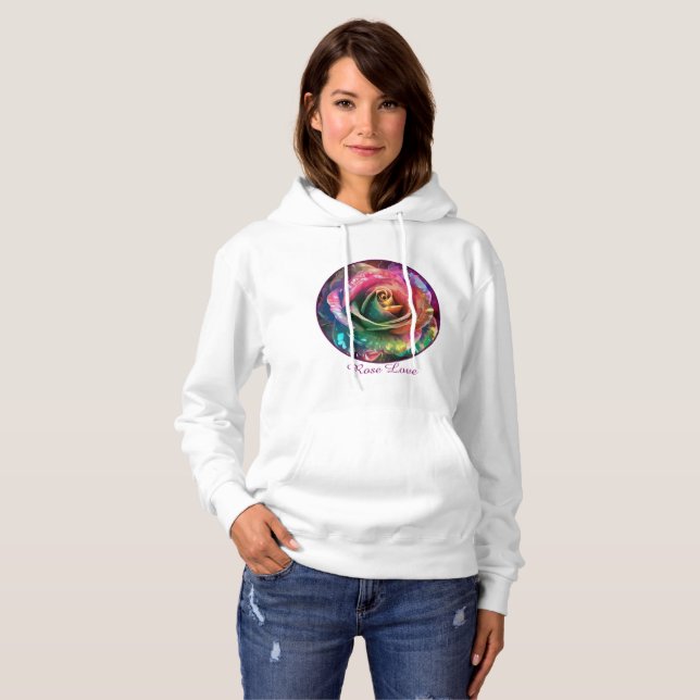 Pull À Capuche Fleur céleste : Rose Alien (Devant entier)