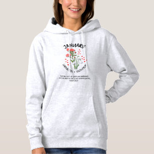 Pull À Capuche Fleur du mois de naissance élégant JANVIER Christi