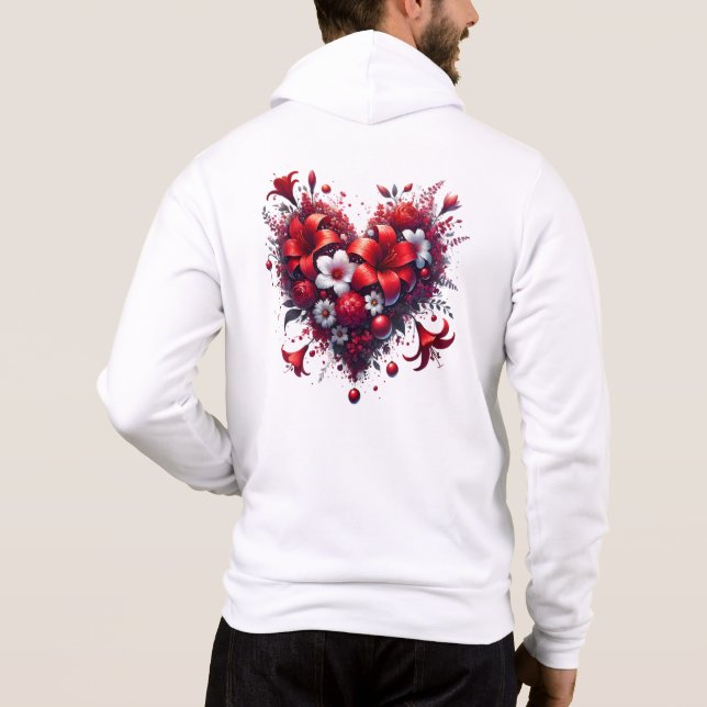 Pull À Capuche Fleurs de printemps rouges Cœur-53476 (Dos)