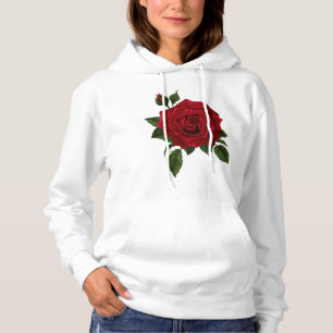 Pull À Capuche Flore à fleurs de rose rouge