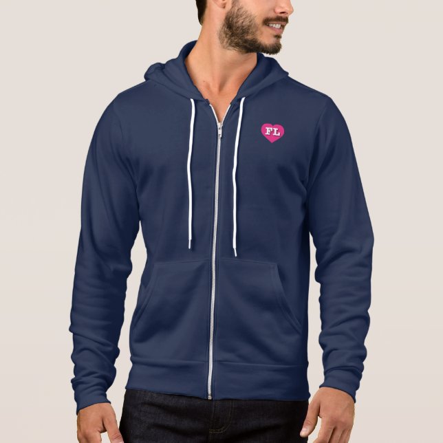Pull À Capuche Floride Hot PInk Heart - J'aime FL (Devant)