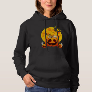 Pull À Capuche Funny Citrouille Chien Poméranien Casquette sorcie