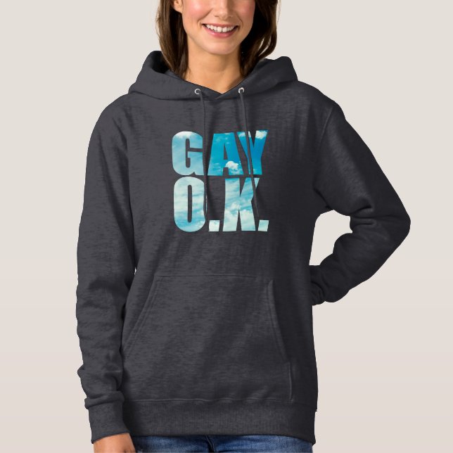 Pull À Capuche GAY OK style hipster nuageux (Devant)