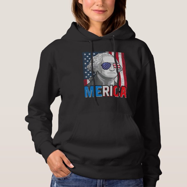 Pull À Capuche George Washington 4 juillet Merica Hommes Femmes (Devant)