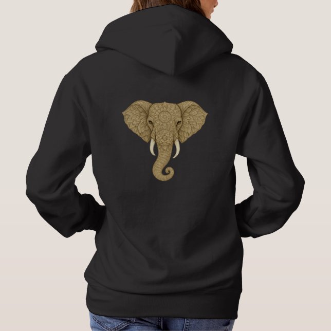 Pull À Capuche Golden Mandala Elephant - Boho Graphic Art Print (Dos)