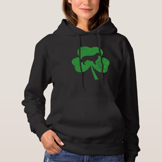 Pull À Capuche Golden Retriever St Patricks Day Distressed Shamro (Devant)