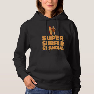 Pull À Capuche Grand-père surfeur vagues planche de surf surfant 