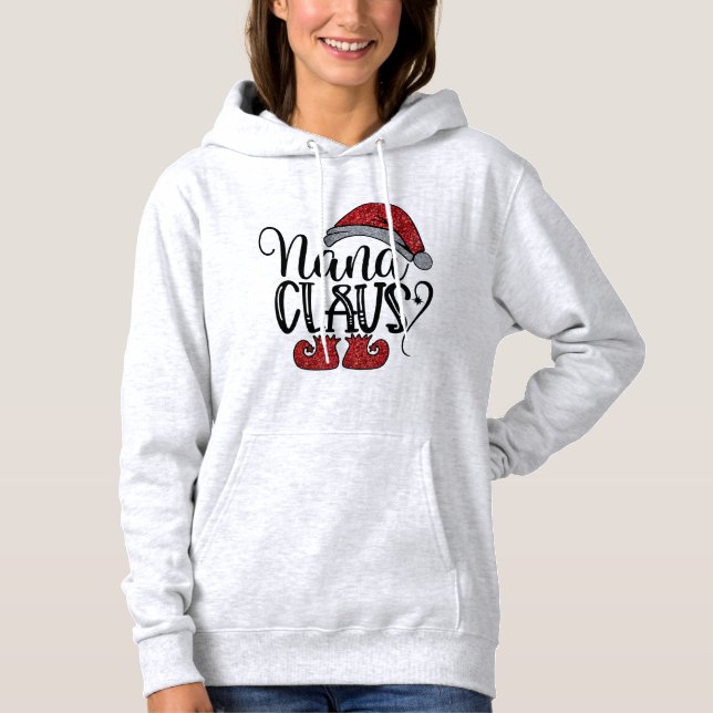 Pull À Capuche Grandma Nana Père Noël Parties scintillant Design  (Devant)