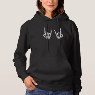 Pull À Capuche Graphisme de rocker squelette main rock on