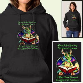 Pull À Capuche Green Purple Dragon Avertissement Lecture Livre Vo