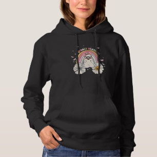 Pull À Capuche Groovy Rétro Floral Fantôme Mignon Halloween Sombr
