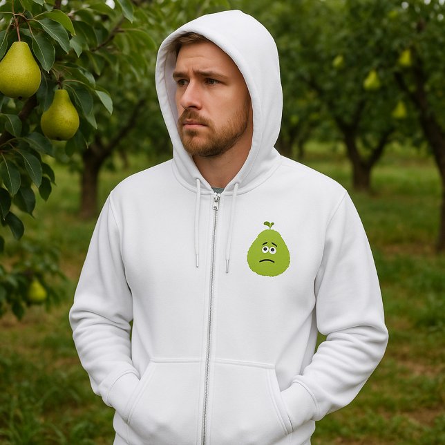 Pull À Capuche Grumpy Fuzzy Pear Visage Fruit drôle Caractère (Créateur téléchargé)