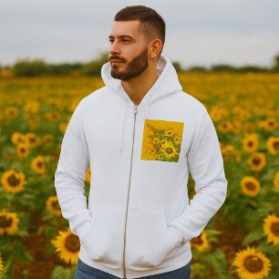 Pull À Capuche Grunge Tournesol Art Bold Rustique Jaune Floral