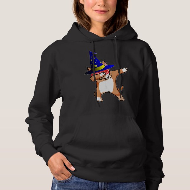 Pull À Capuche Halloween Dabbing Wizard Pitbull Puppy Chien sorci (Devant)