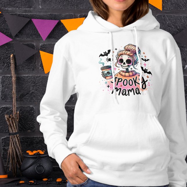 Pull À Capuche Halloween Éffrayant Mama Café Skeleton Chic (Créateur téléchargé)