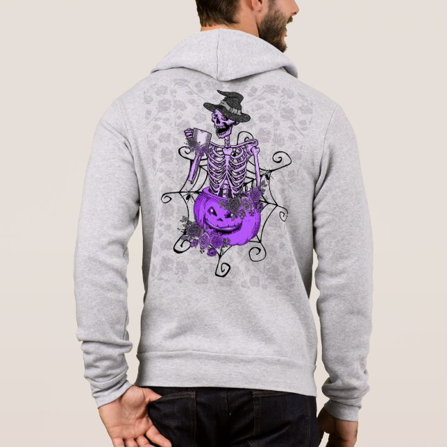 Pull À Capuche Halloween Squelette de boisson (Dos)