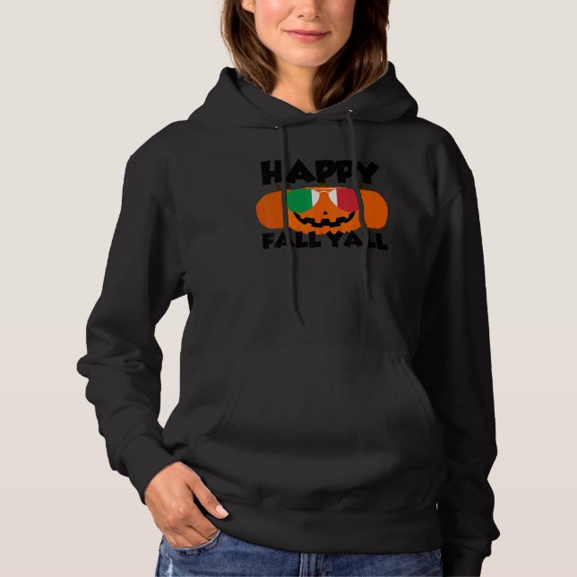 Pull À Capuche Happy Fall Y'all Thanksgiving Pumpkin Italy Glasse (Devant)