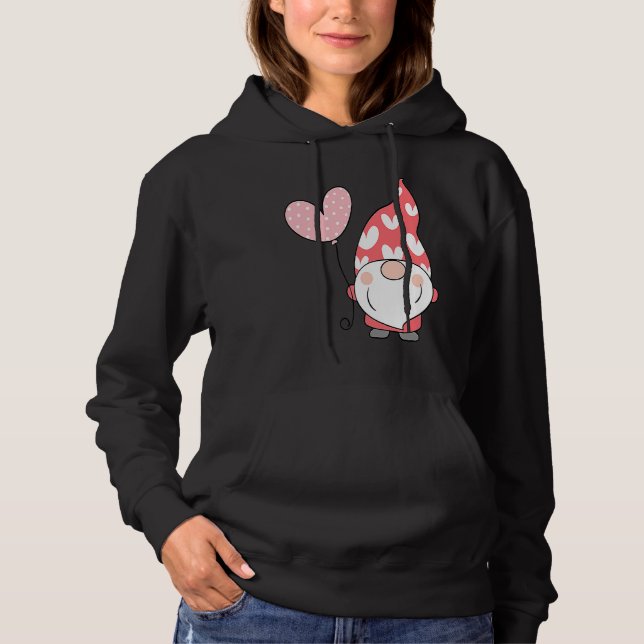 Pull À Capuche Happy Valentineu2019s Day Gnome Cute with Heart Ba (Devant)