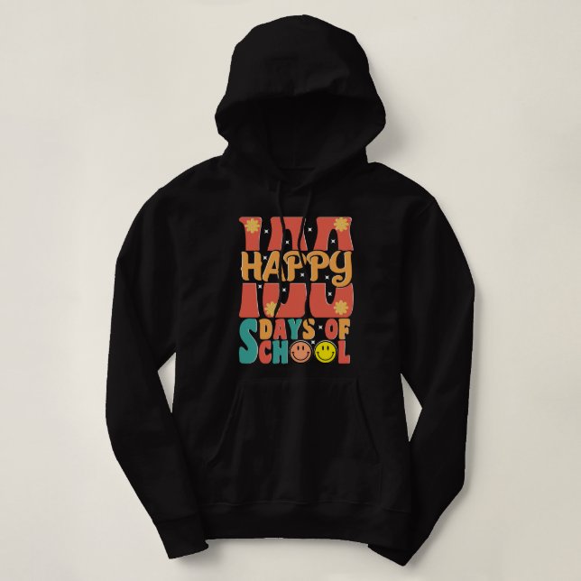 Pull À Capuche heureux 100 jours d'école 100 jours école (Design devant)