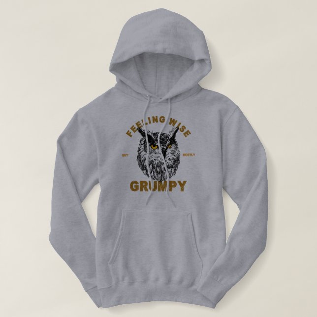 Pull À Capuche Hibou, sensé mais surtout grincheux (Design devant)