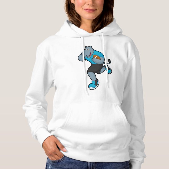 Pull À Capuche Hippo comme joueur de football avec football (Devant)