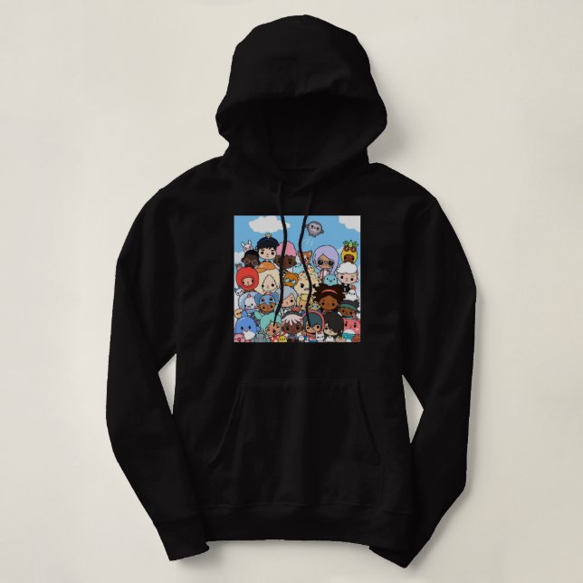 Pull À Capuche Hommes Femmes Manga Toca Boca Anime Graphisme Pour (Design devant)