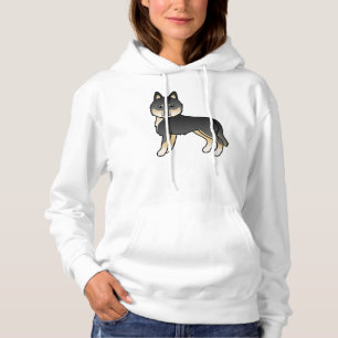 Pull À Capuche Husky sibérien noir et feu, chien de dessin animé