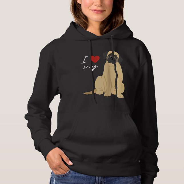 Pull À Capuche I Love My Mastiff Dog  Raglan Baseball (Devant)