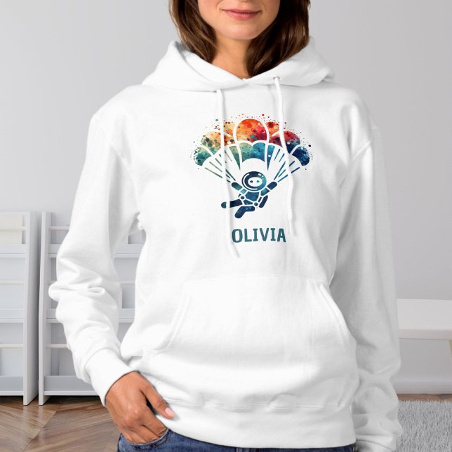 Pull À Capuche Icône Parachutiste couleur aquarelle personnalisée (Créateur téléchargé)