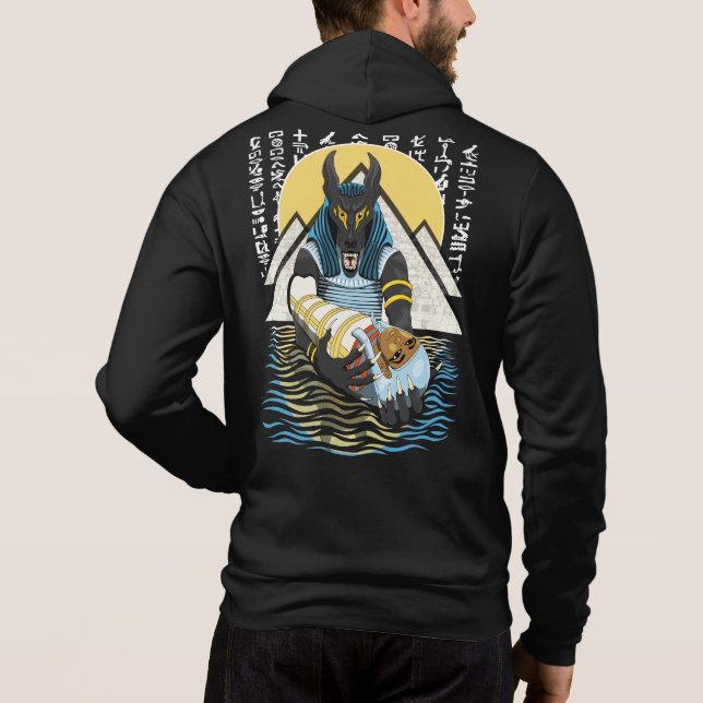 Pull À Capuche Illustration Anubis du dieu égyptien antique (Dos)