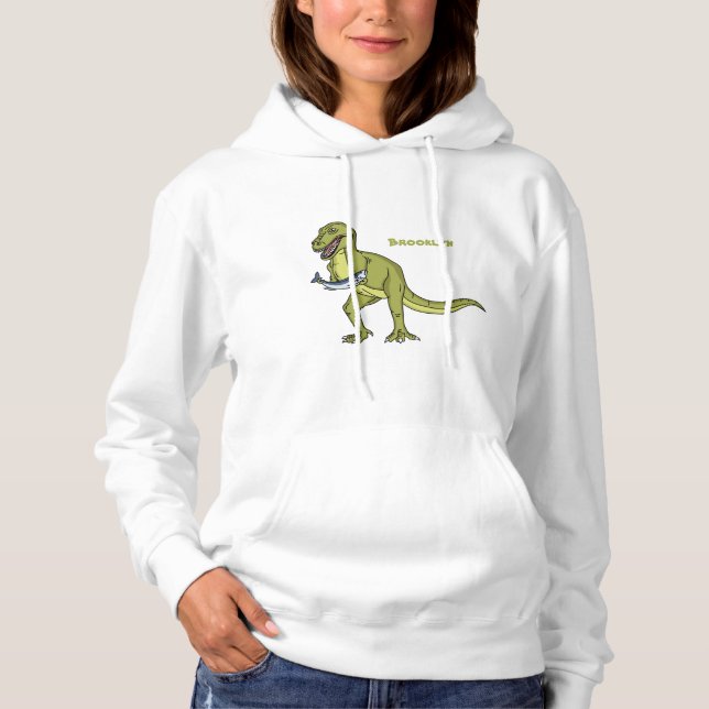 Pull À Capuche Illustration de dinosaure T rex drôle (Devant)