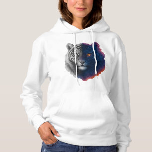 Pull À Capuche Illustration du tigre de galaxie d'aquarelle