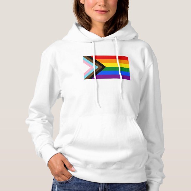 Pull À Capuche Indicateur de fierté de progression LGBTQ+ (Devant)