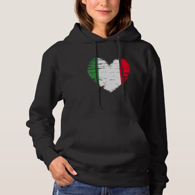 Pull À Capuche Italie Coeur Italien Drapeau Italien Fierté (Devant)