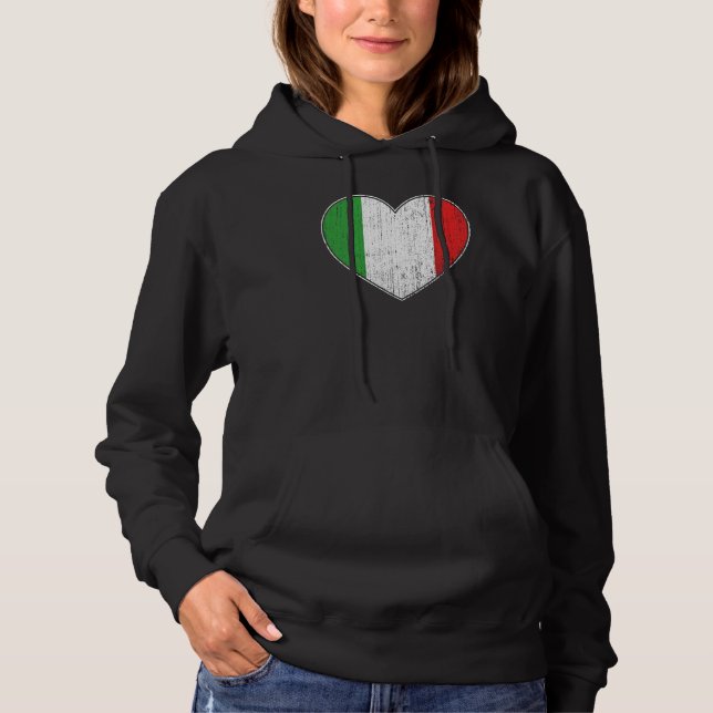 Pull À Capuche Italie Drapeau amour coeur italien (Devant)