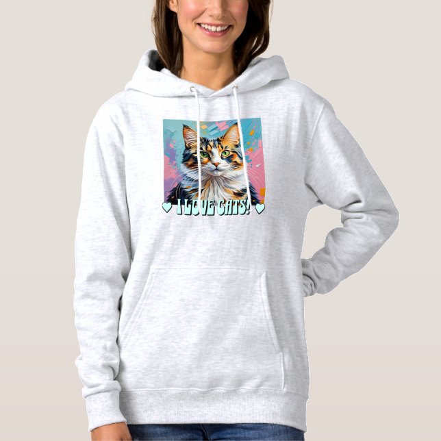 Pull À Capuche J'adore les chats ! (Devant)