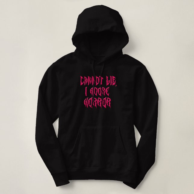 Pull À Capuche J'adore l'horreur (Texte Rose) (Design devant)