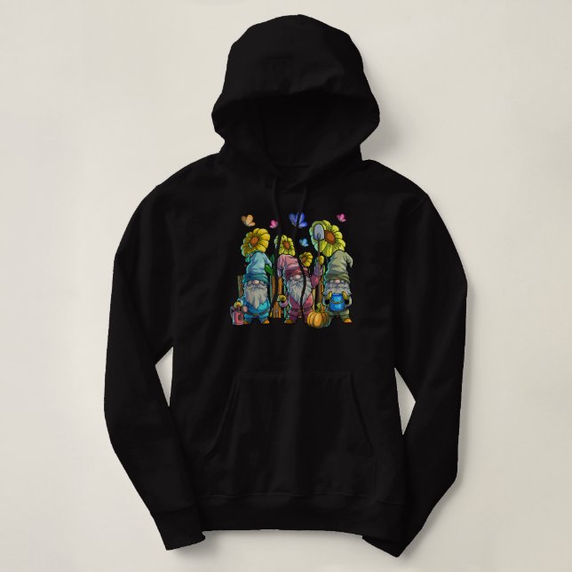 Pull À Capuche Jardin mignon Gnomes avec Papillon Tournesol Garde (Design devant)