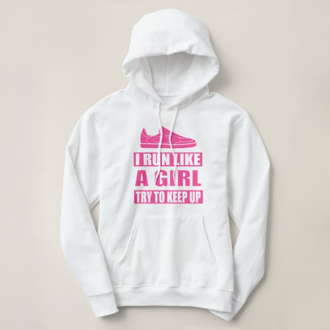 Pull À Capuche Je cours comme une fille (Design devant)