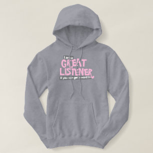 Pull À Capuche Je suis un grand auditeur dames plus taille rose h