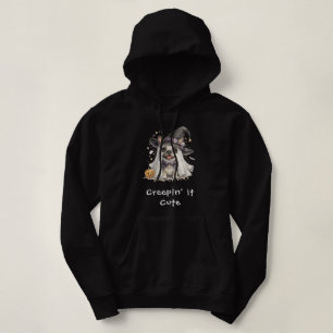 Pull À Capuche Joli bouledogue français Halloween Sorcière qui ra