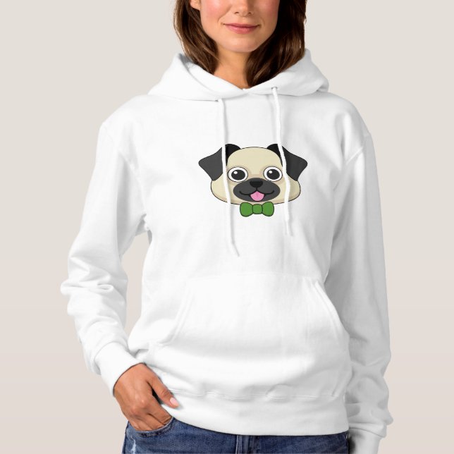 Pull À Capuche Joli chien Carlin avec Papillon (Devant)
