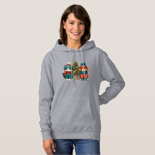 Pull À Capuche Joli chiot de Noël & chaton