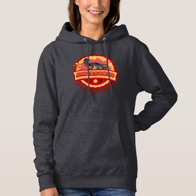 Pull À Capuche Joli design amusant de sœur dinosaure pour filles  (Devant)