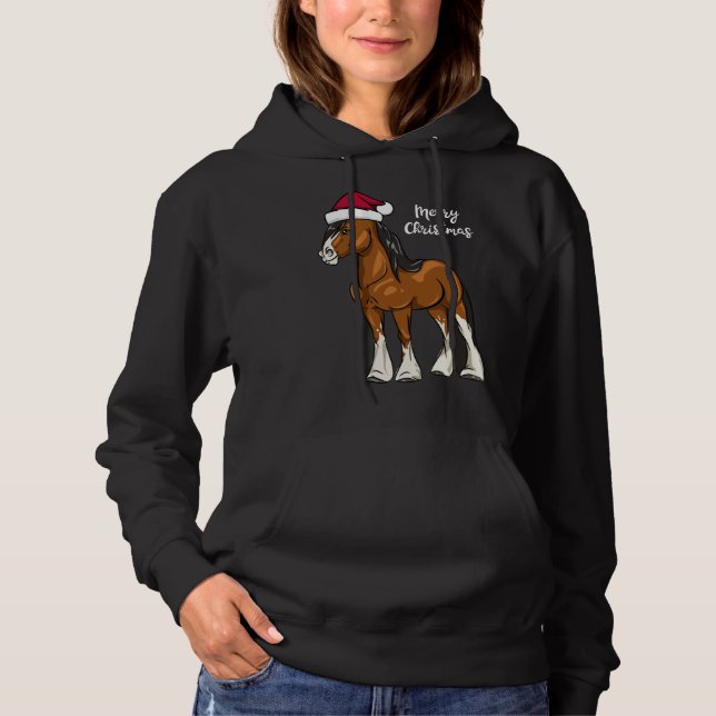 Pull À Capuche Joli dessin Clydesdale Brouillon Cheval Noël (Devant)